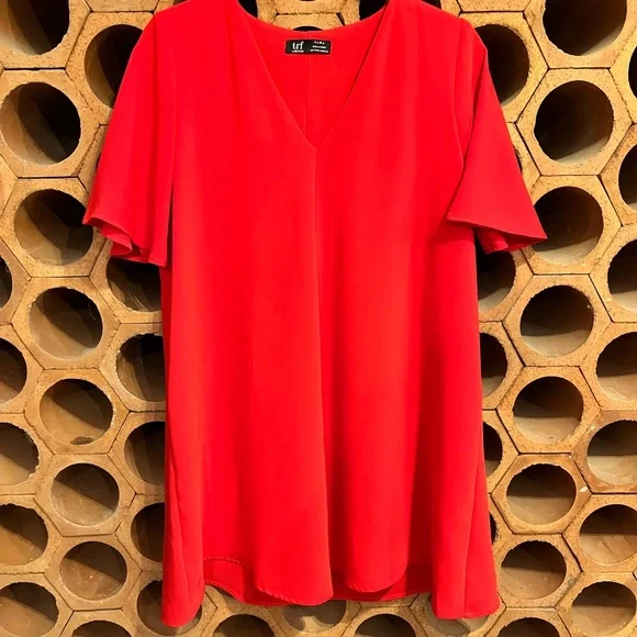 Zara | Dresses | Zara Trf Red Swing Dress | Poshmark